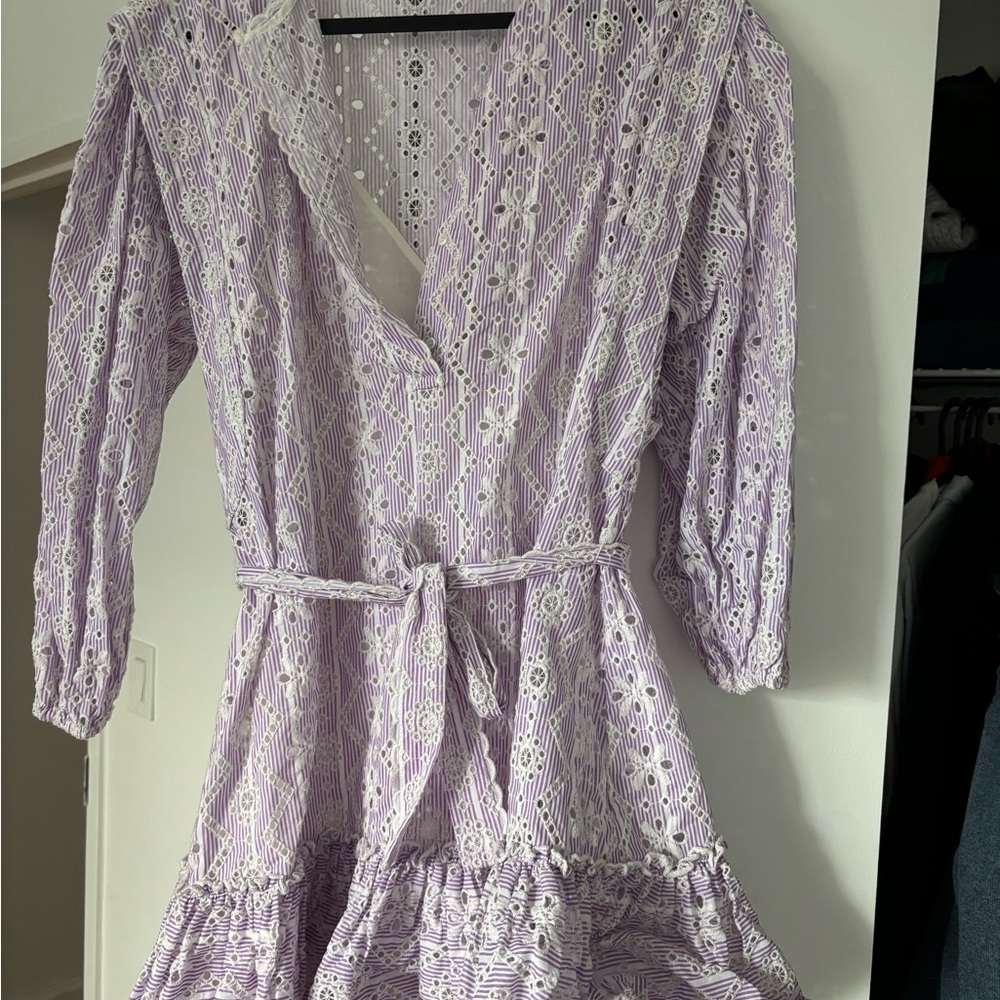 Maje Lavender Lace Long Sleeve Dress